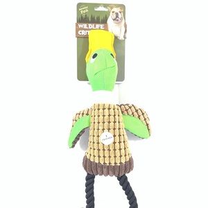 Wildlife Critters Squeaky Fun Pet Toy Duck with Squeaker and Rope Legs. Dog Toy